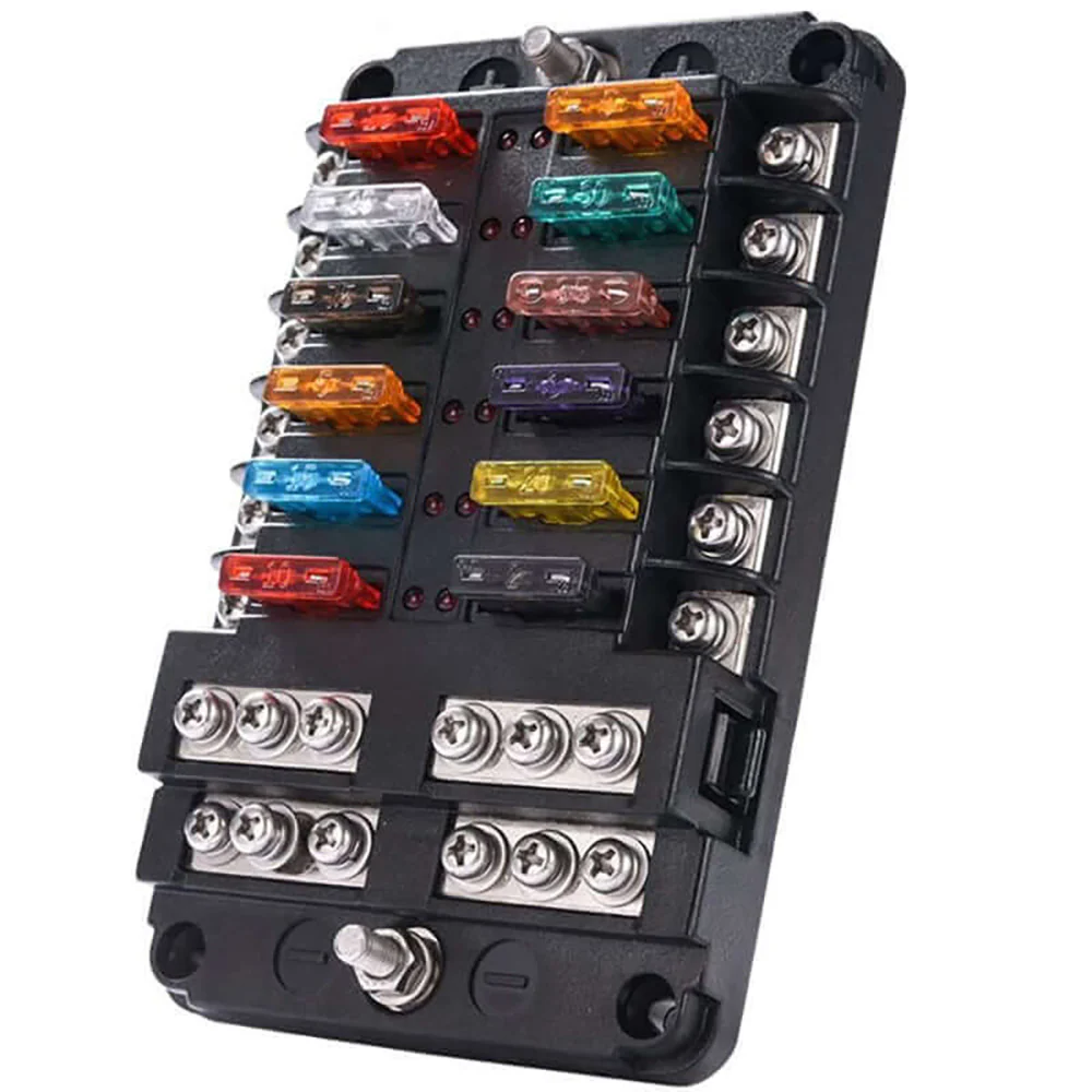 12 Circuit Negative Bus Blade Fuse Block