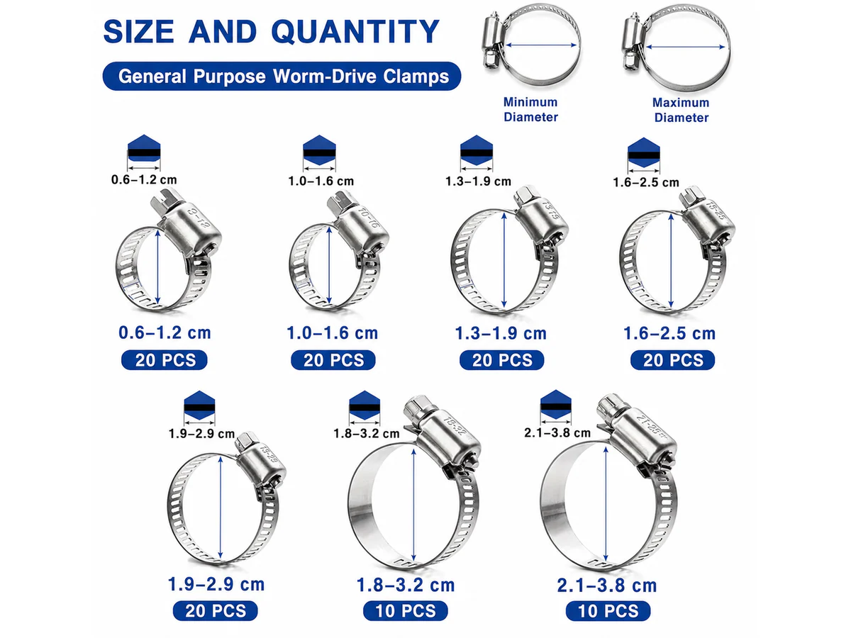120PCS Hose Pipe Clamps Clips - Image 3