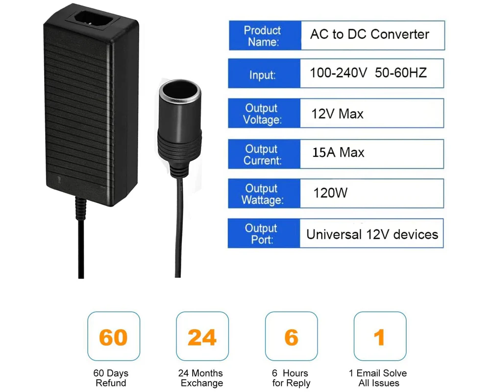 120W AC to DC Power Adapter Converter 230V-12V Car Cigarette Socket Charger - Image 3