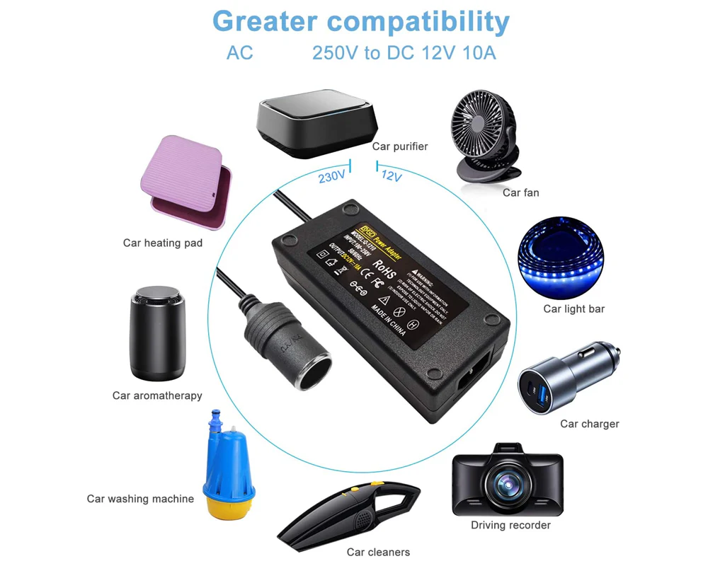 120W AC to DC Power Adapter Converter 230V-12V Car Cigarette Socket Charger - Image 4