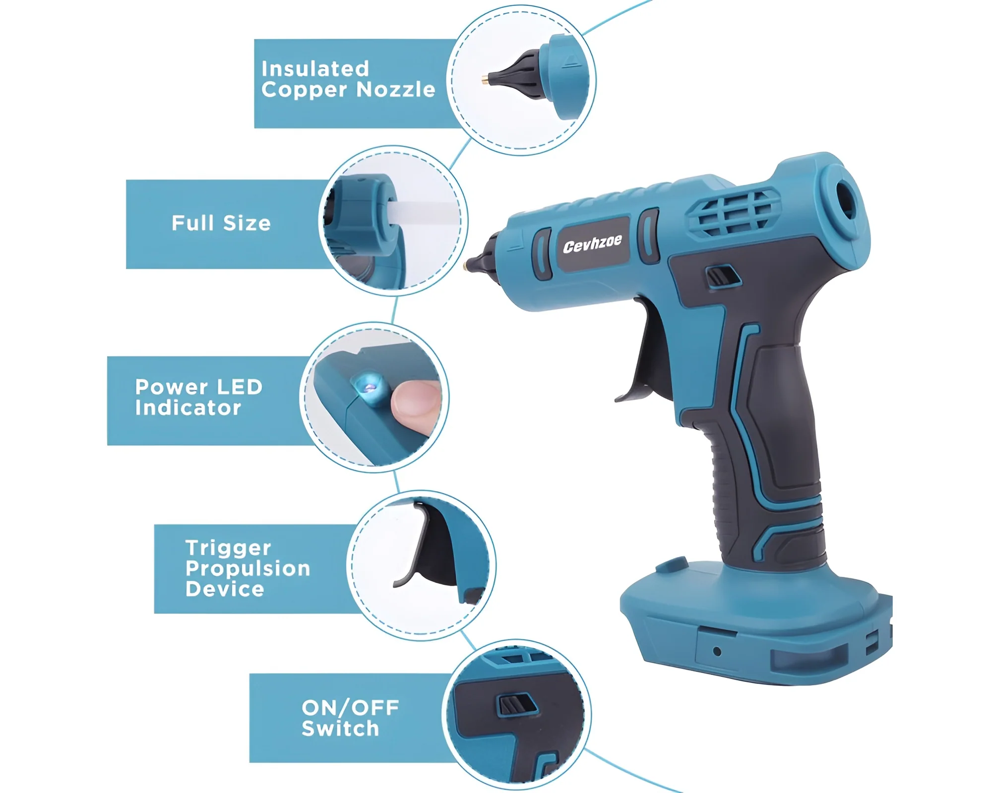 Cordless Hot Glue Gun Compatible with Makita 18V Battery - Image 2