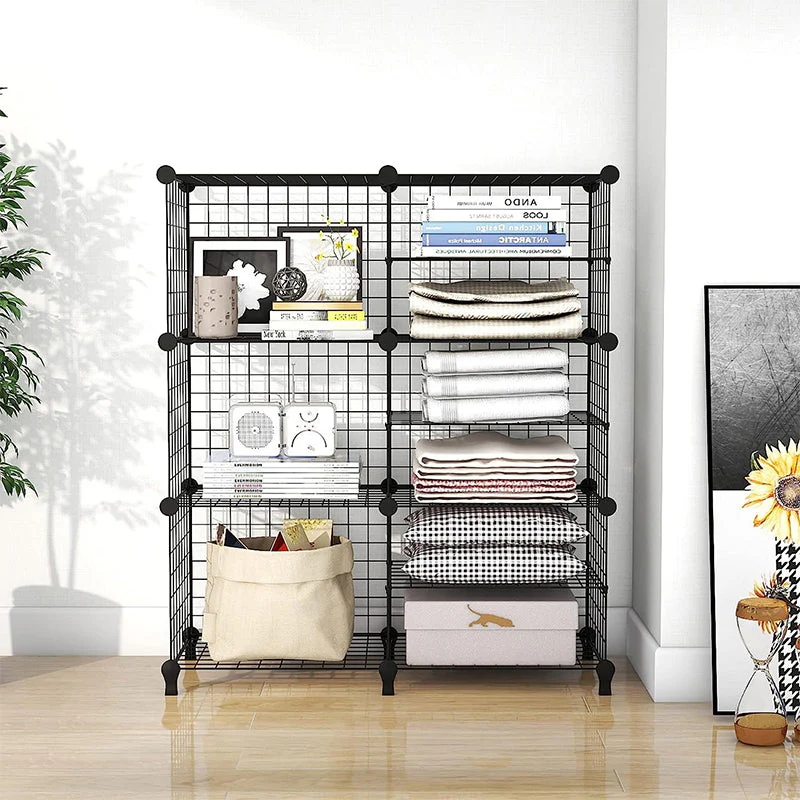 6 Cubes Black DIY Wire Storage Shelves Wardrobe - Image 6