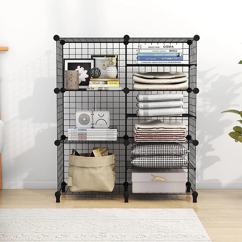6 Cubes Black DIY Wire Storage Shelves Wardrobe - Image 7