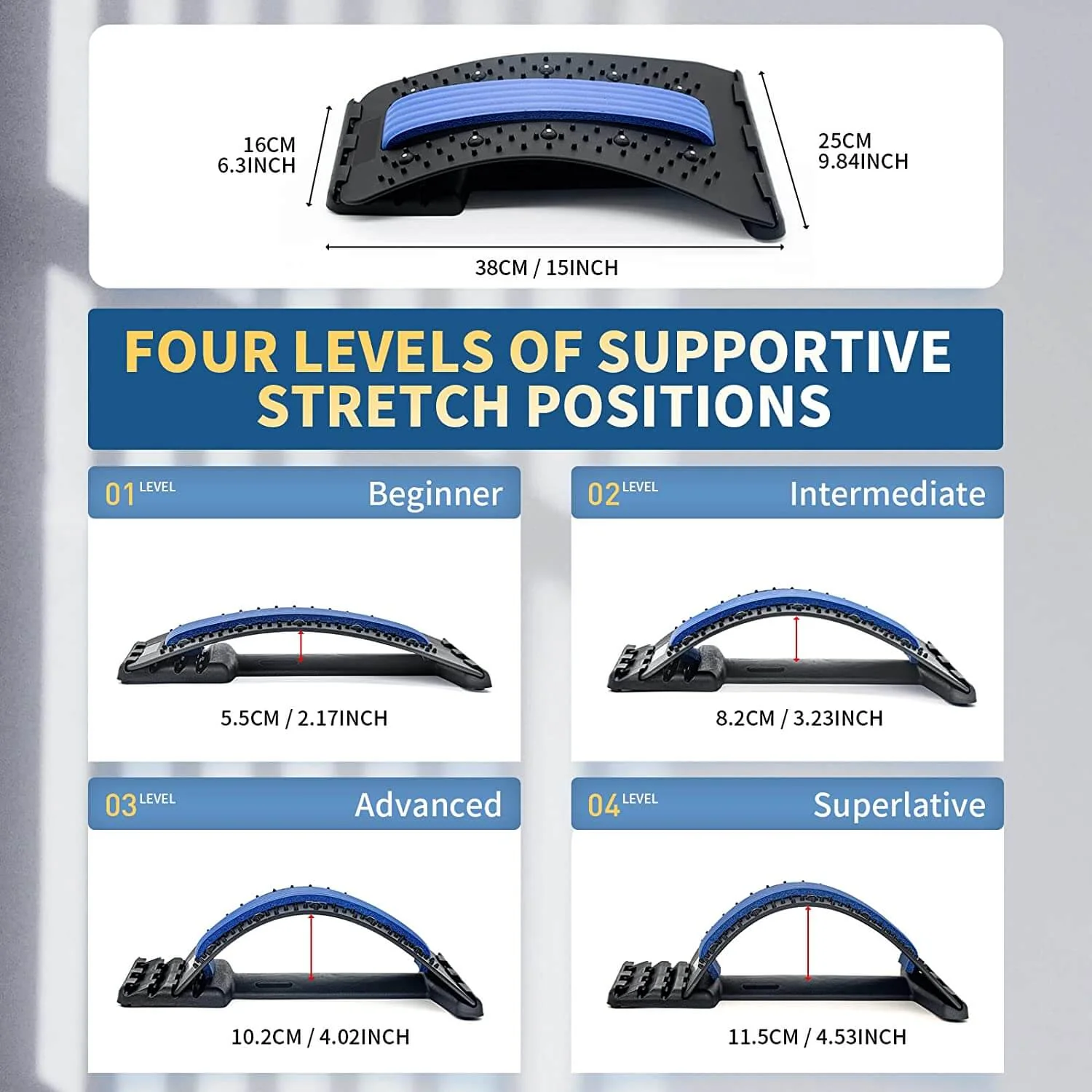 Back Stretcher for Lower Back Pain Relief, Multi Level Lumbar Support Spine Board for Bed, Chair and Car - Image 4
