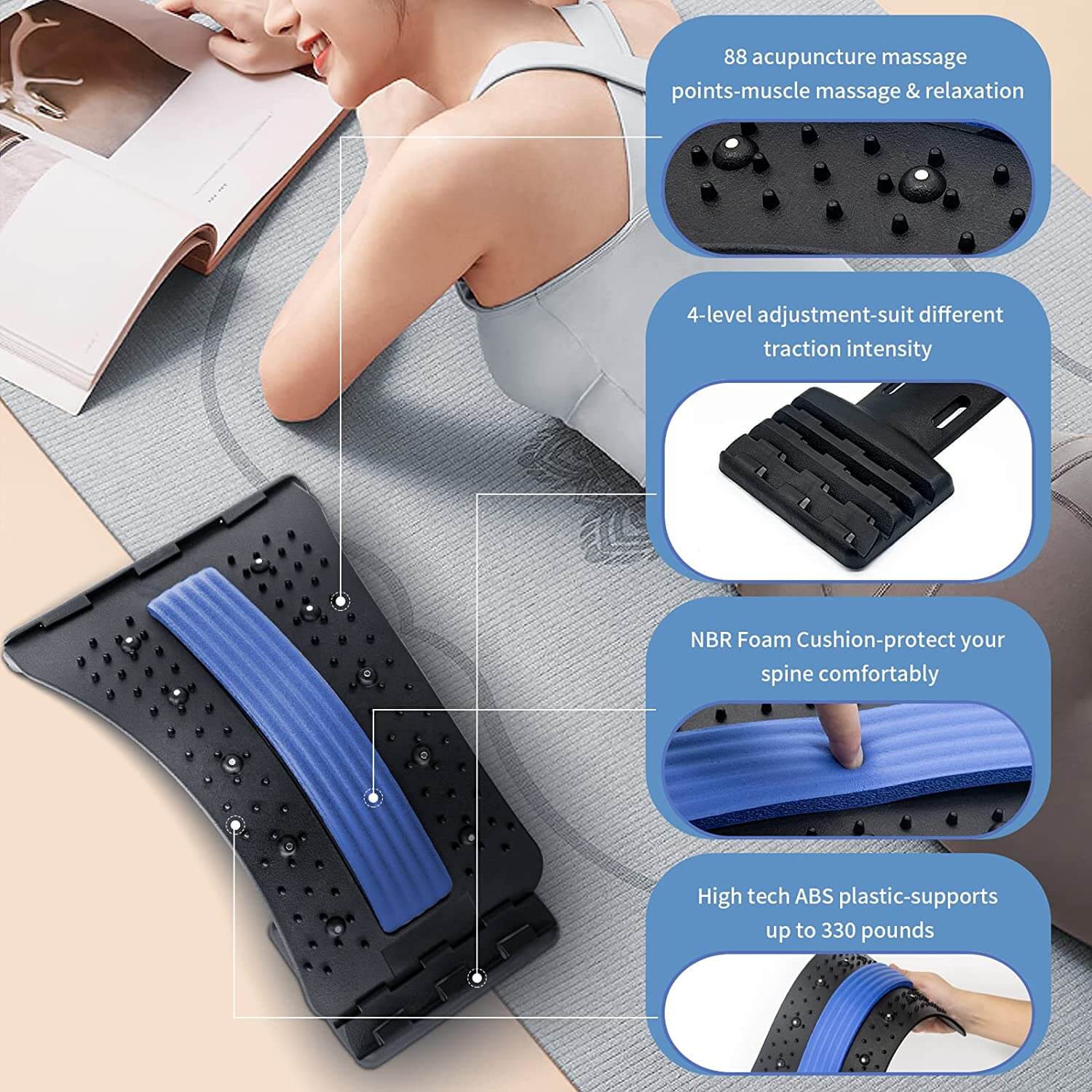 Back Stretcher for Lower Back Pain Relief, Multi Level Lumbar Support Spine Board for Bed, Chair and Car - Image 5