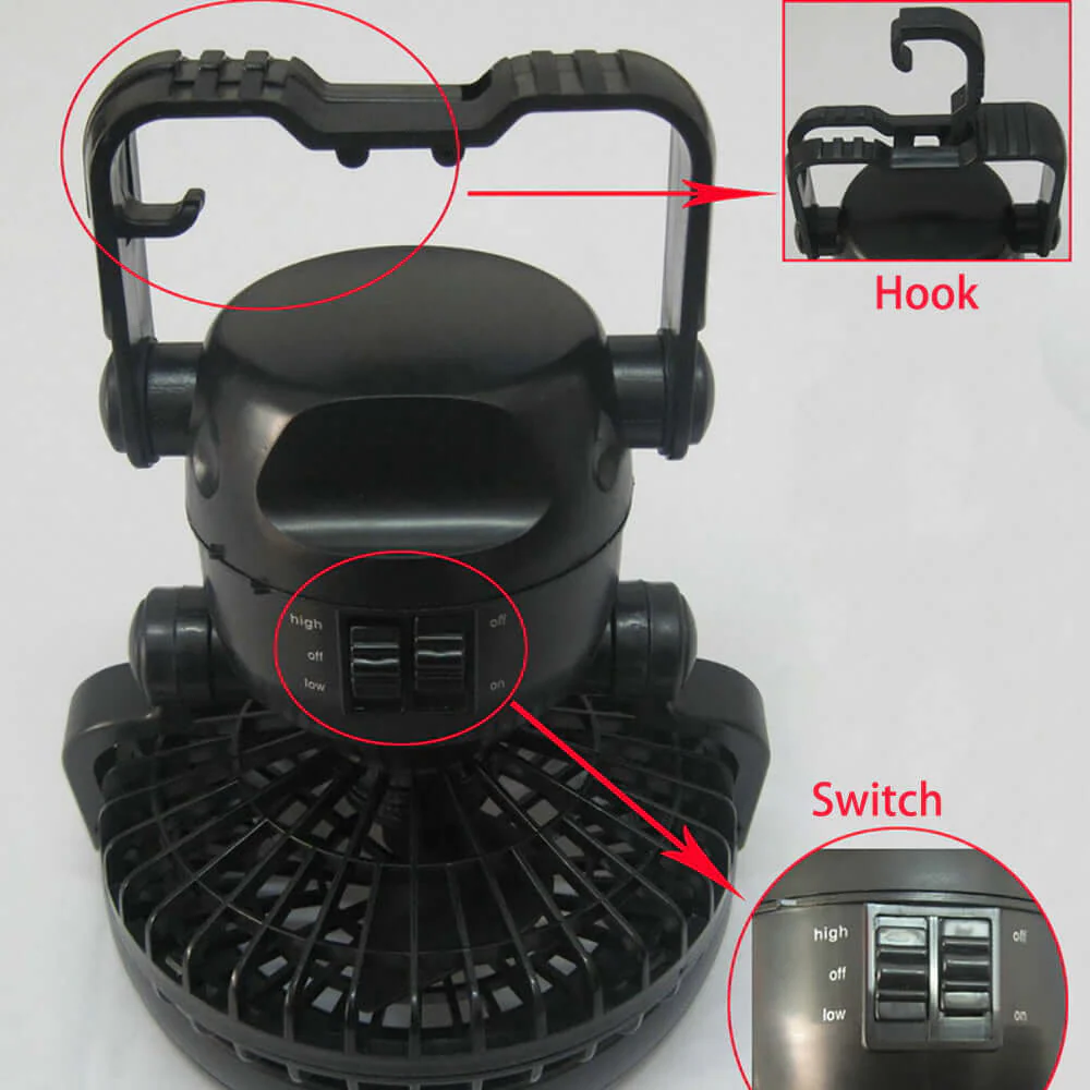 2 In 1 Camping Tent Lamp Lantern with Ceiling Fan - Image 4