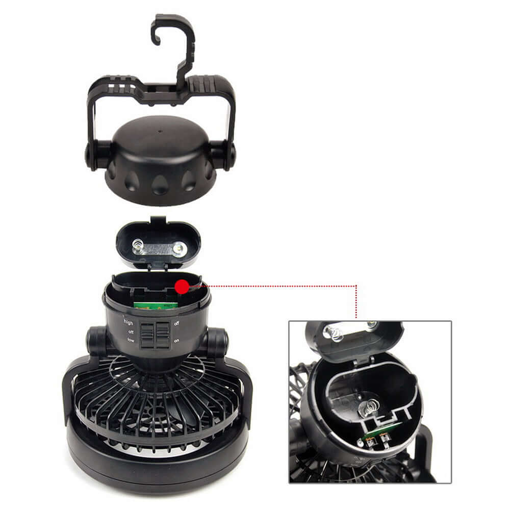 2 In 1 Camping Tent Lamp Lantern with Ceiling Fan - Image 6