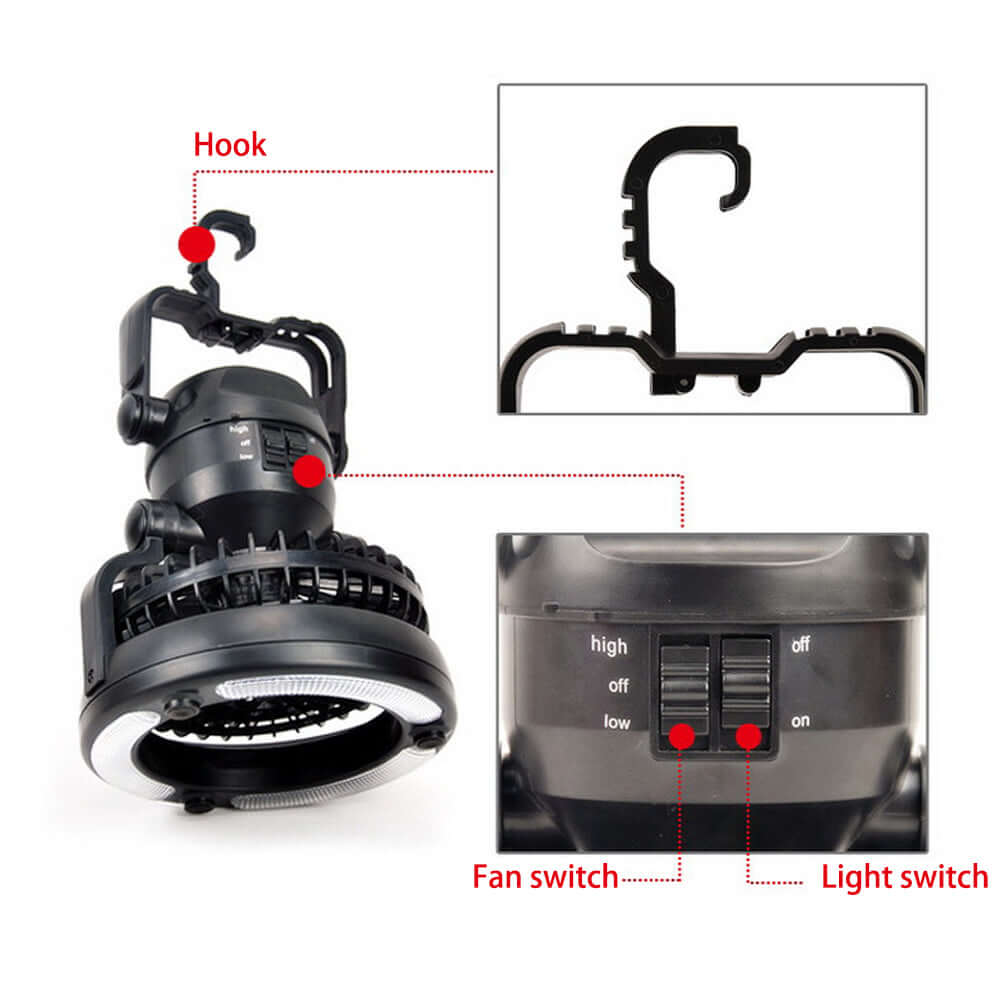 2 In 1 Camping Tent Lamp Lantern with Ceiling Fan - Image 7