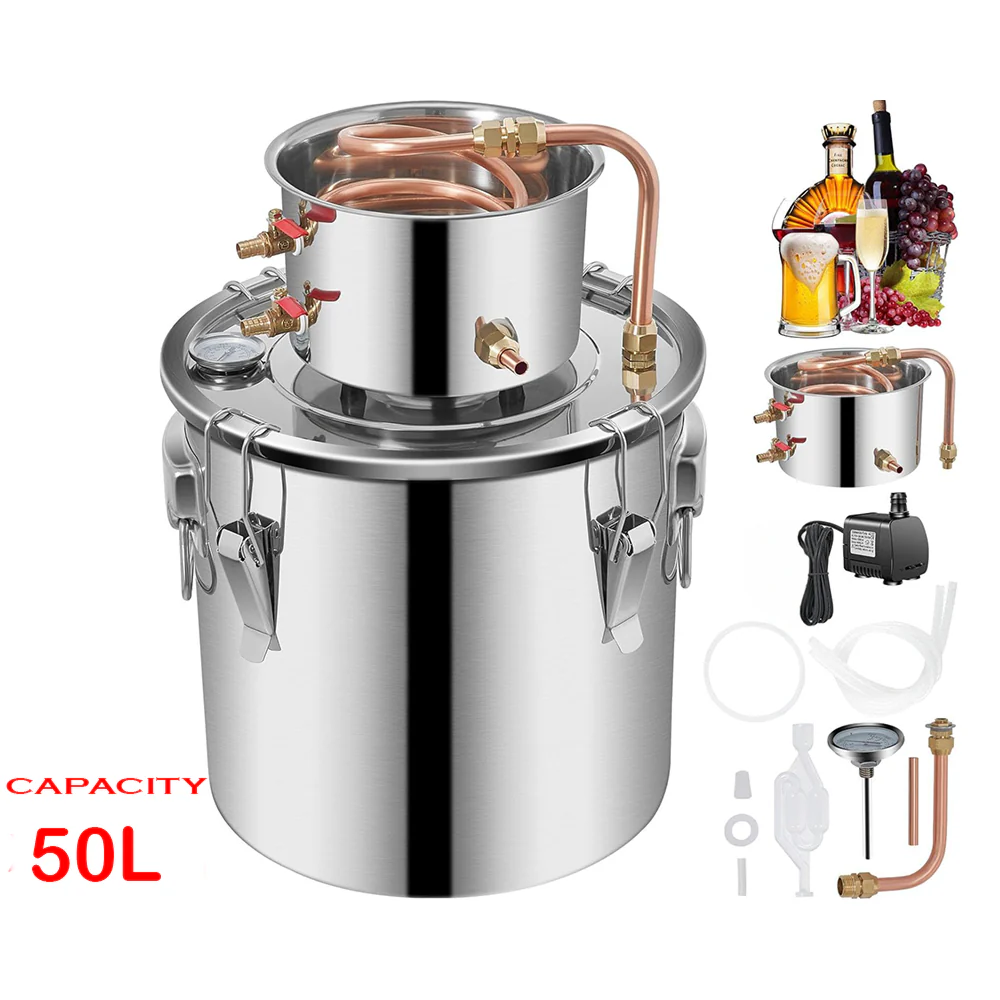 Water Distiller 50L – Stainless Steel Home Distillation System with Copper Coil Condenser