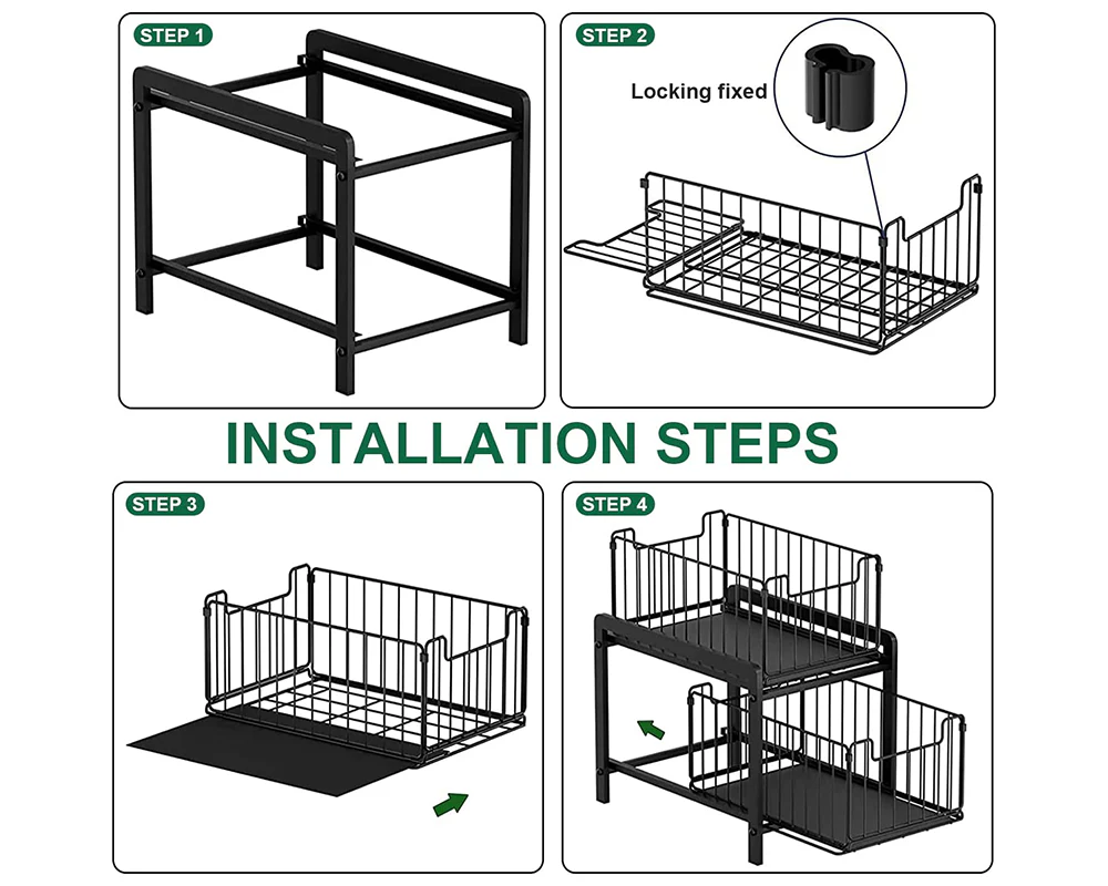 2 Tier Sliding Basket Organizer for Cabinets - Image 3