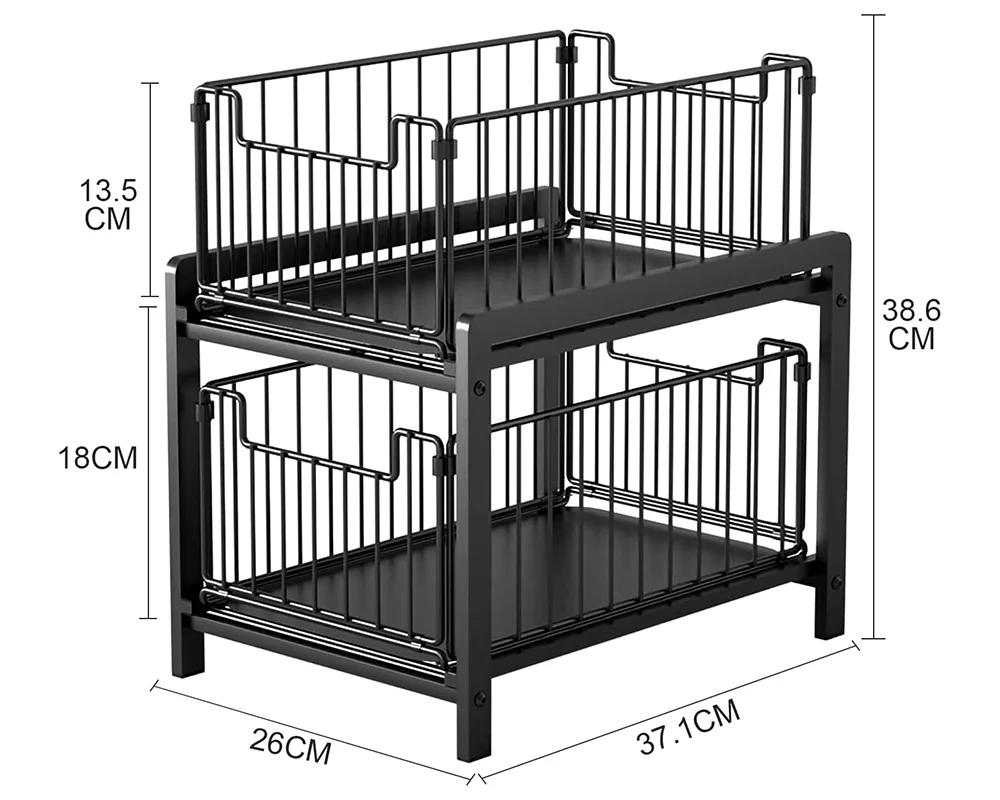 2 Tier Sliding Basket Organizer for Cabinets - Image 4