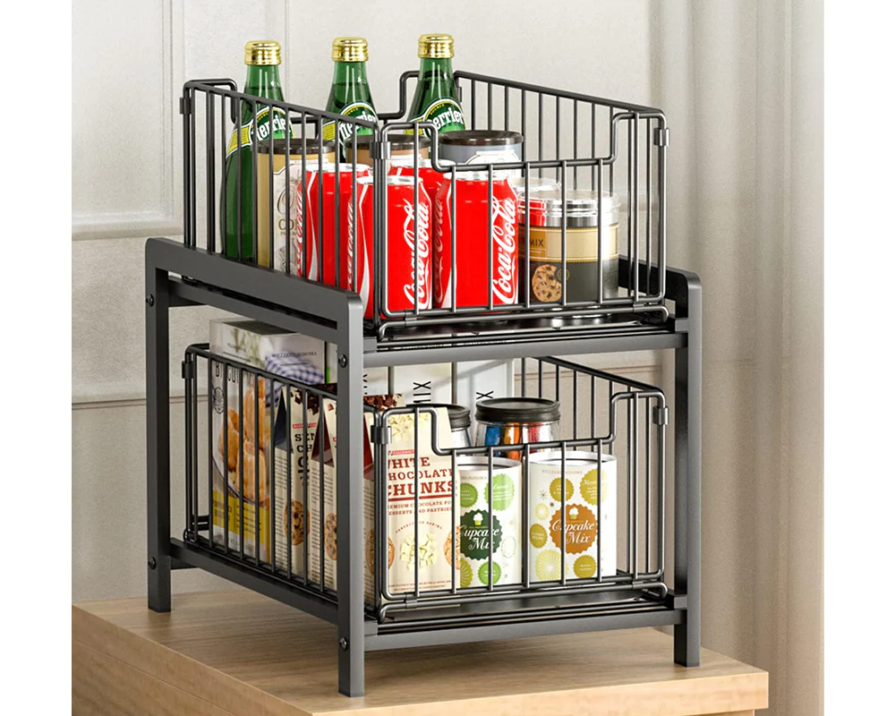 2 Tier Sliding Basket Organizer for Cabinets - Image 6