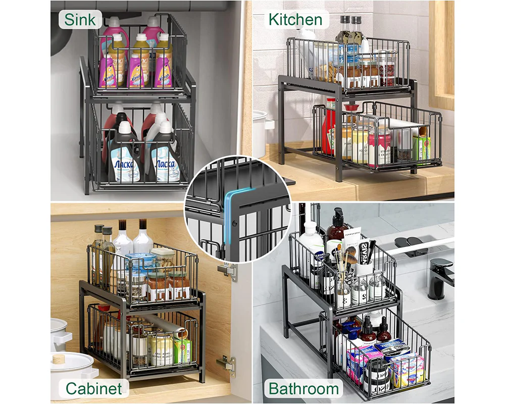 2 Tier Sliding Basket Organizer for Cabinets - Image 7