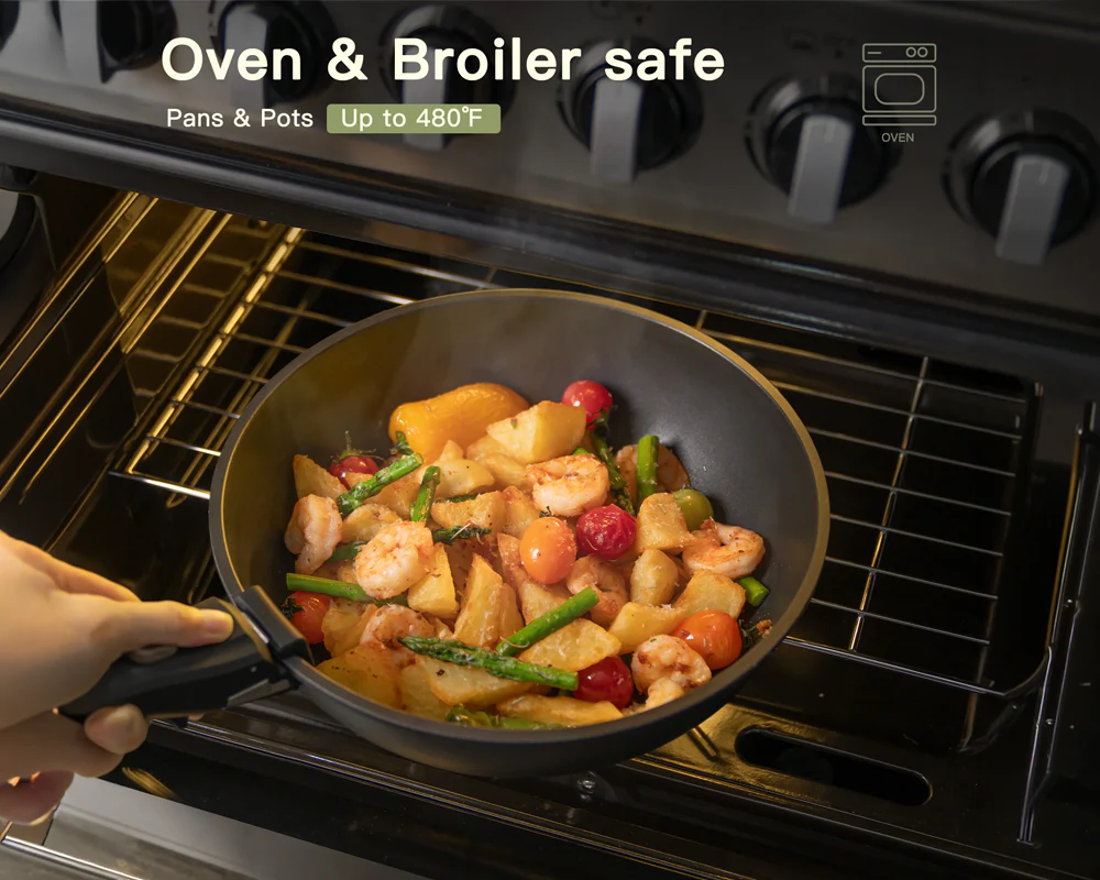 Ceramic Cookware Set Non Toxic with Detachable Handles 20 Pcs - Image 4
