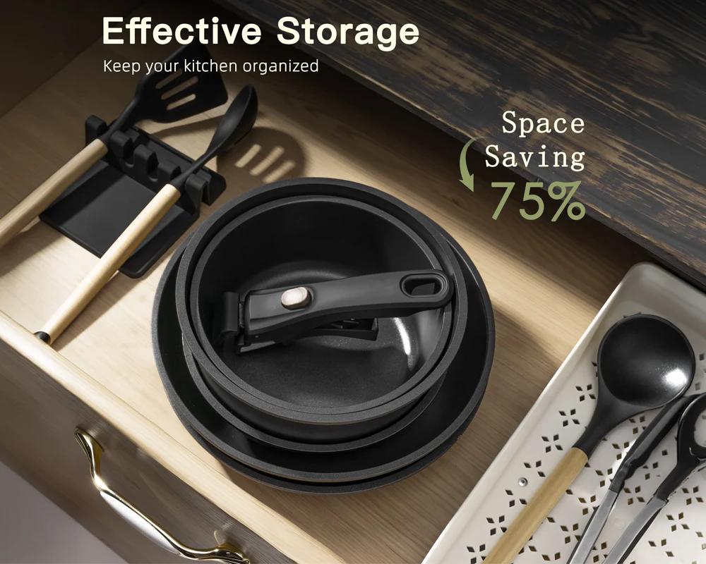 Ceramic Cookware Set Non Toxic with Detachable Handles 20 Pcs - Image 7