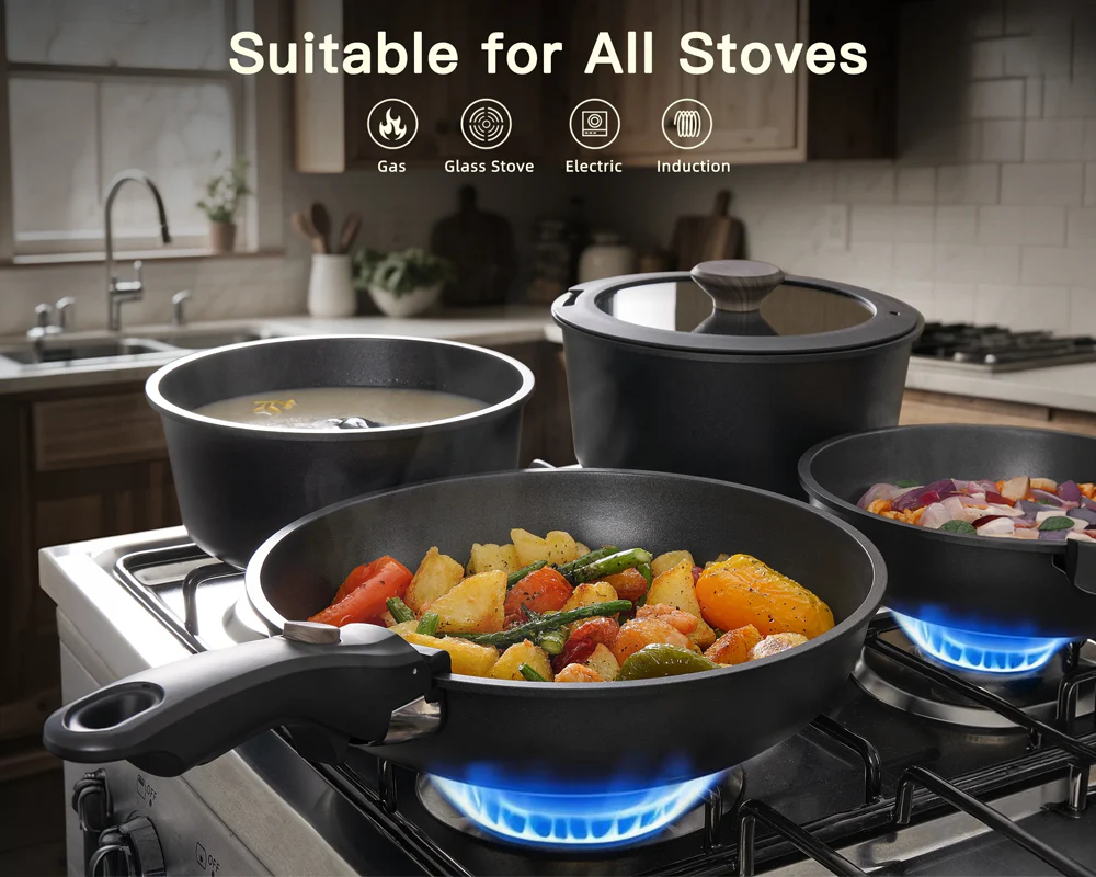 Ceramic Cookware Set Non Toxic with Detachable Handles 20 Pcs - Image 8