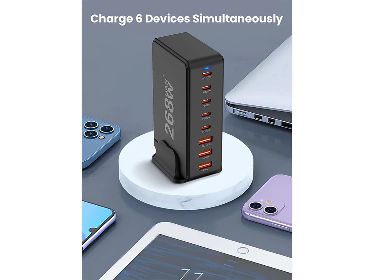 8 Port 260W USB C Charging Station GaN Fast Charging Hub - Image 4