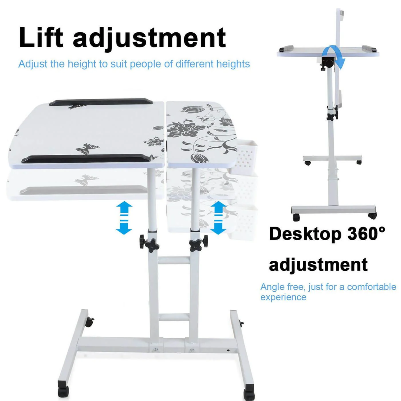 Adjustable Laptop Table Desk Stand with Wheels - Image 6