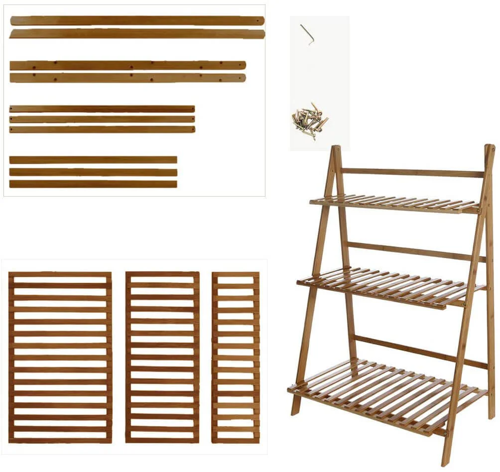 3 Tier Foldable Bamboo Deco Plant Rack - Image 5