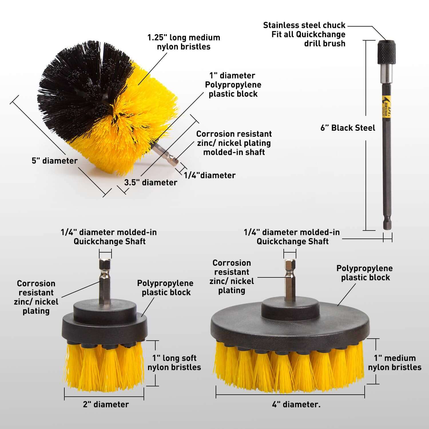 Drill Brush Attachment Set Power Scrubber Brush Cleaning Kit 3pcs - Image 2