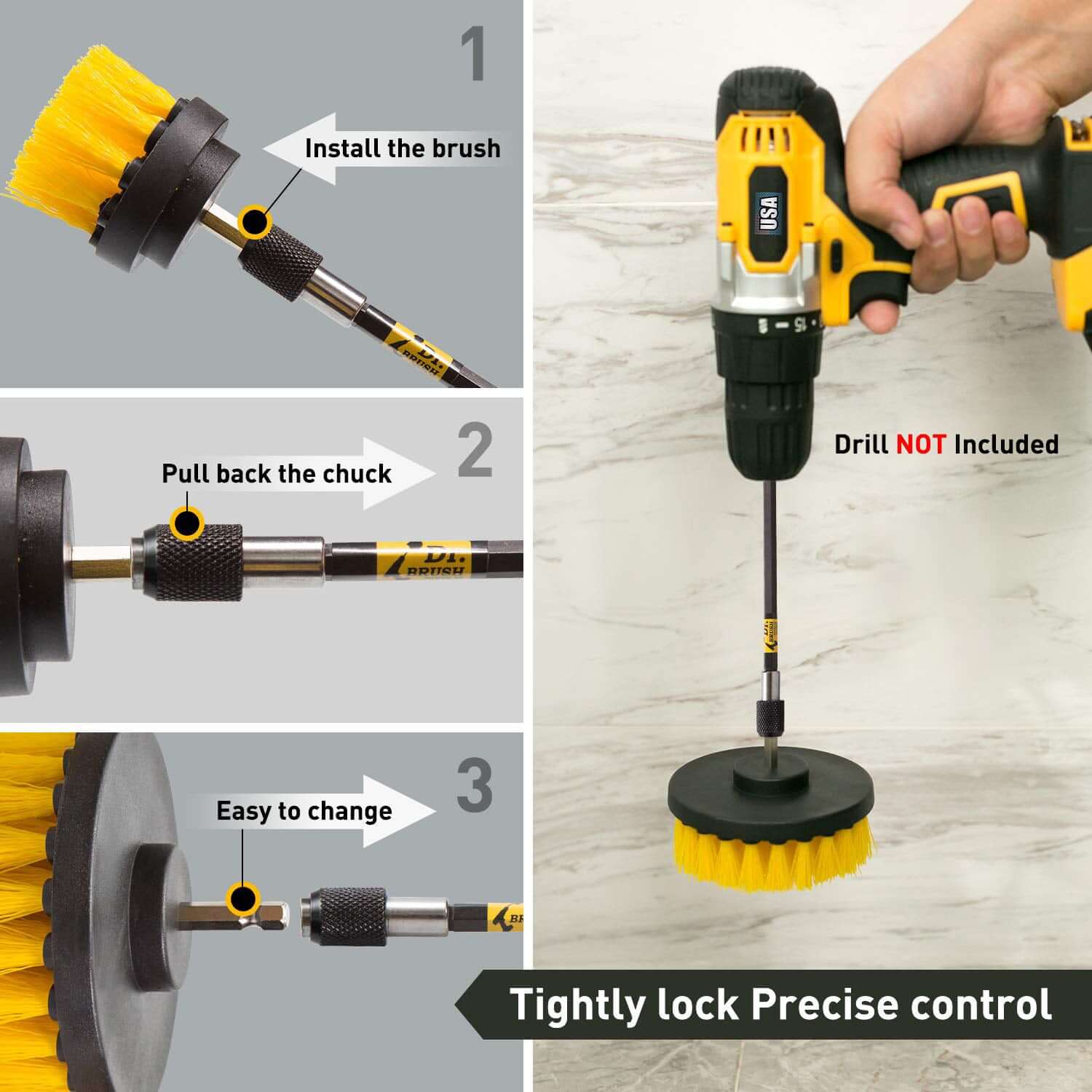 Drill Brush Attachment Set Power Scrubber Brush Cleaning Kit 3pcs - Image 3