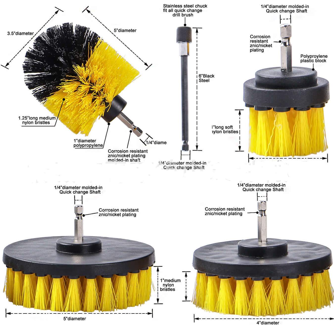 Drill Brush Attachment Set Power Scrubber Brush Cleaning Kit 3pcs - Image 4