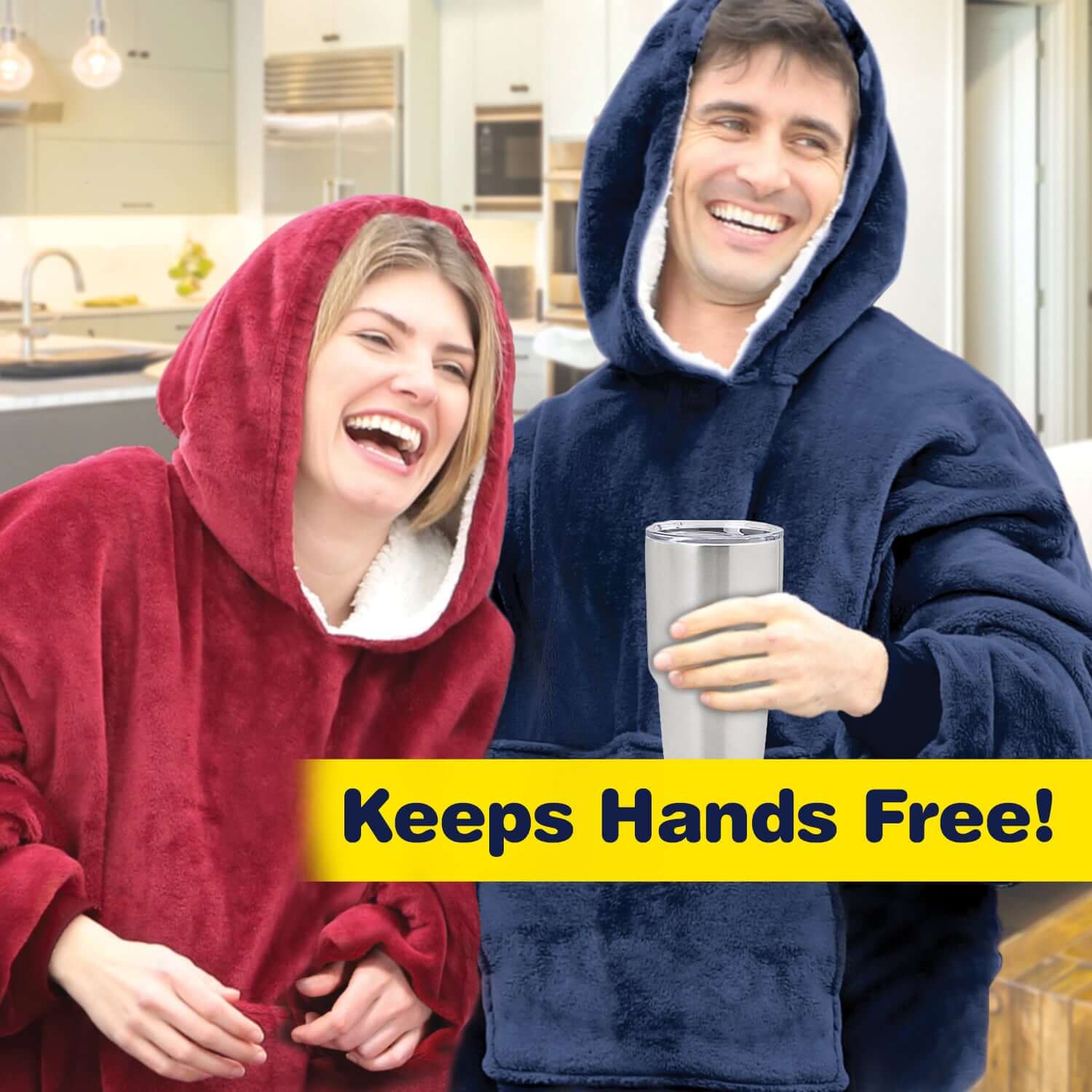 Blanket Hoodie Sweatshirt Soft & Warm Fleece Blanket Hoodie - Image 3