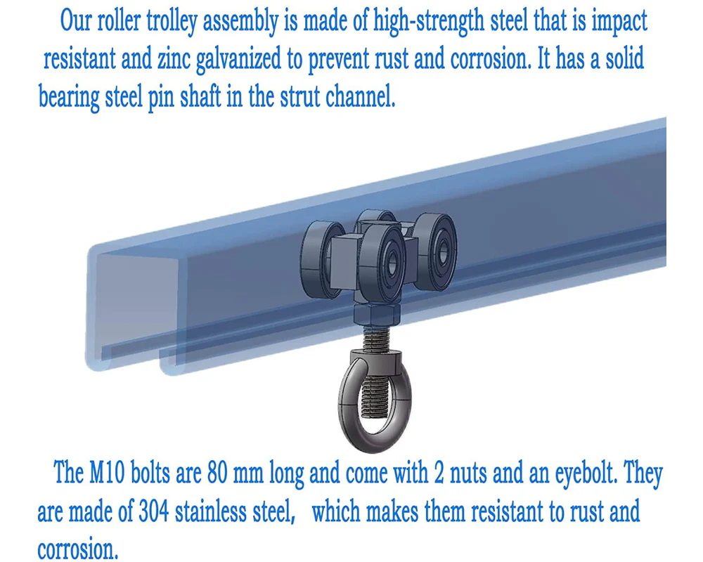 4 Wheel Unistrut Trolley Rollers - Image 4