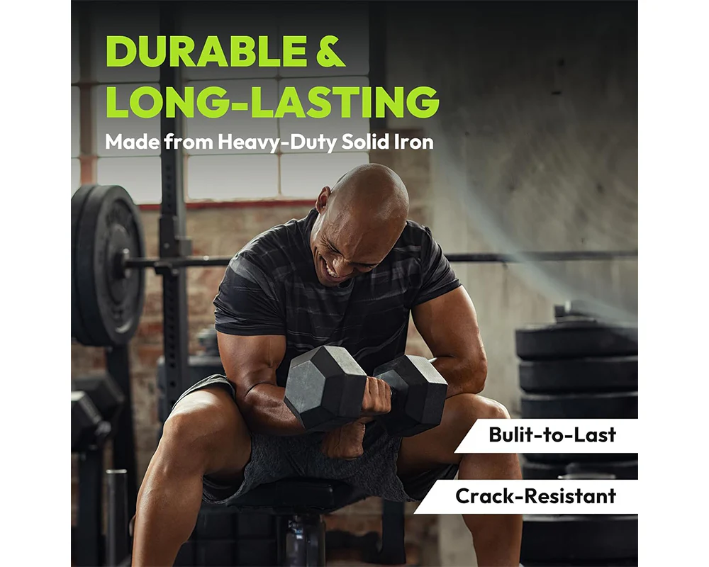 5KG Hex Dumbbells Rubber Encased Fitness Weights Pair - Image 7