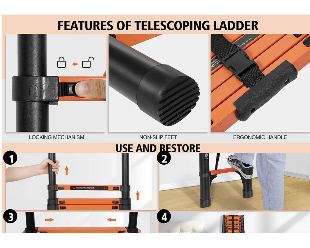 5.0M Telescoping Ladder with Hooks - Image 10