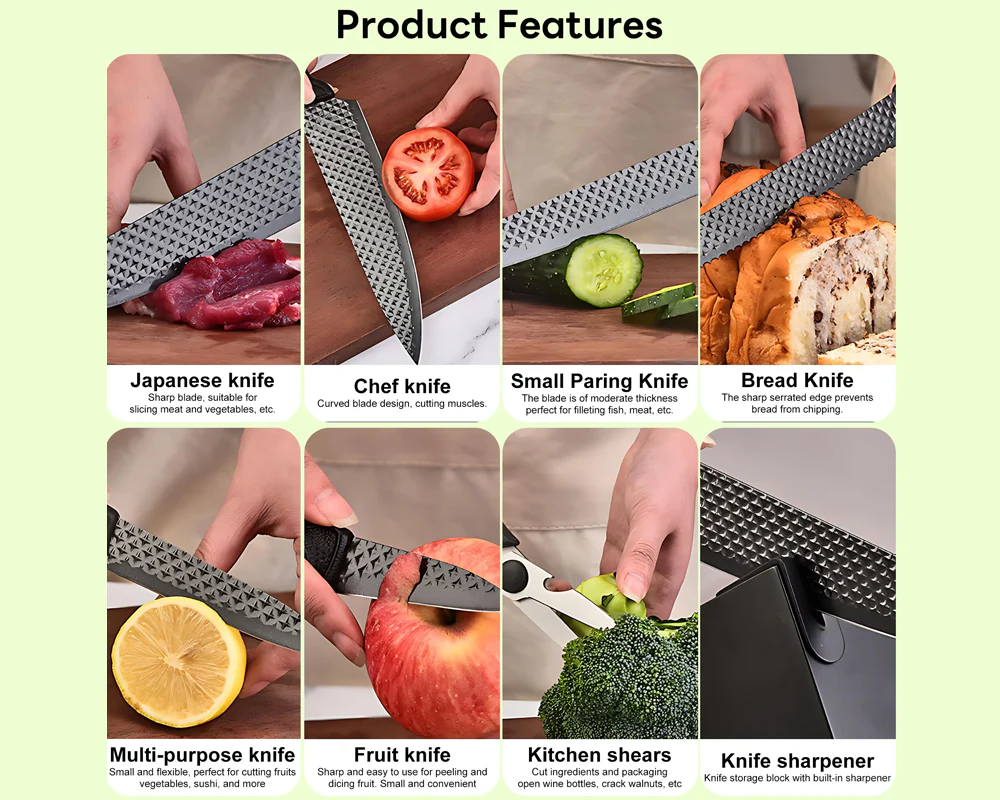 Kitchen Knife Set with Knife Block - Image 6