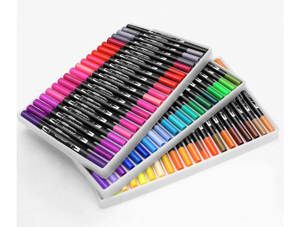 60 Colour Dual Tip Watercolour Marker Pens Set - Image 10