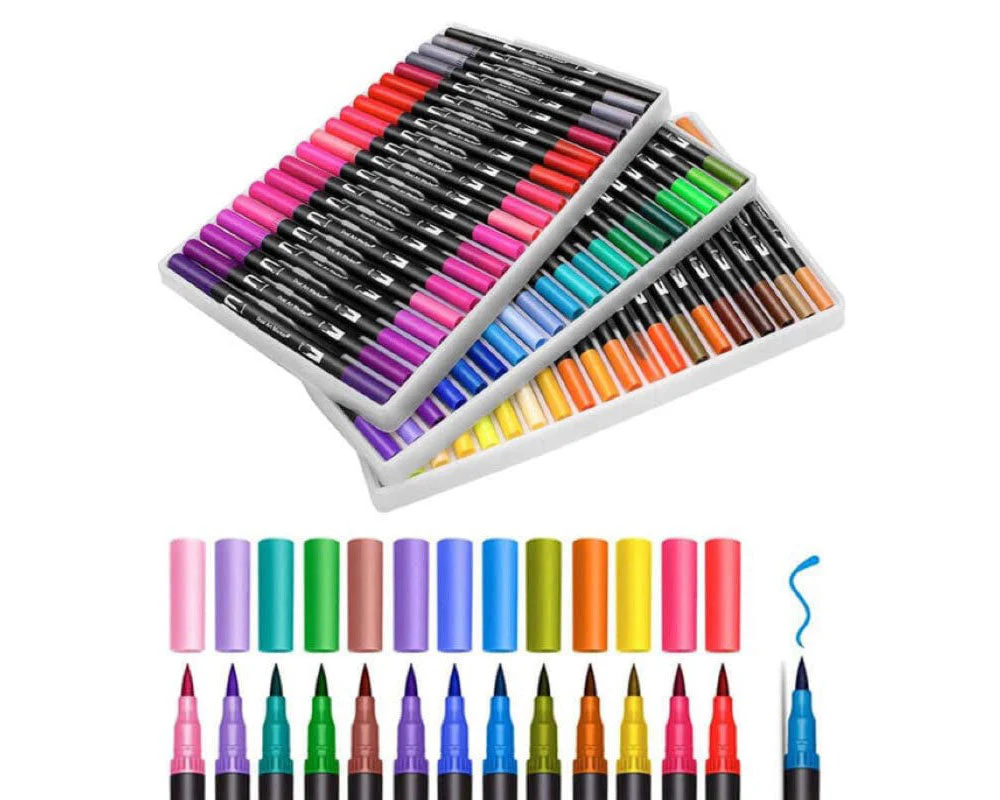 60 Colour Dual Tip Watercolour Marker Pens Set - Image 11