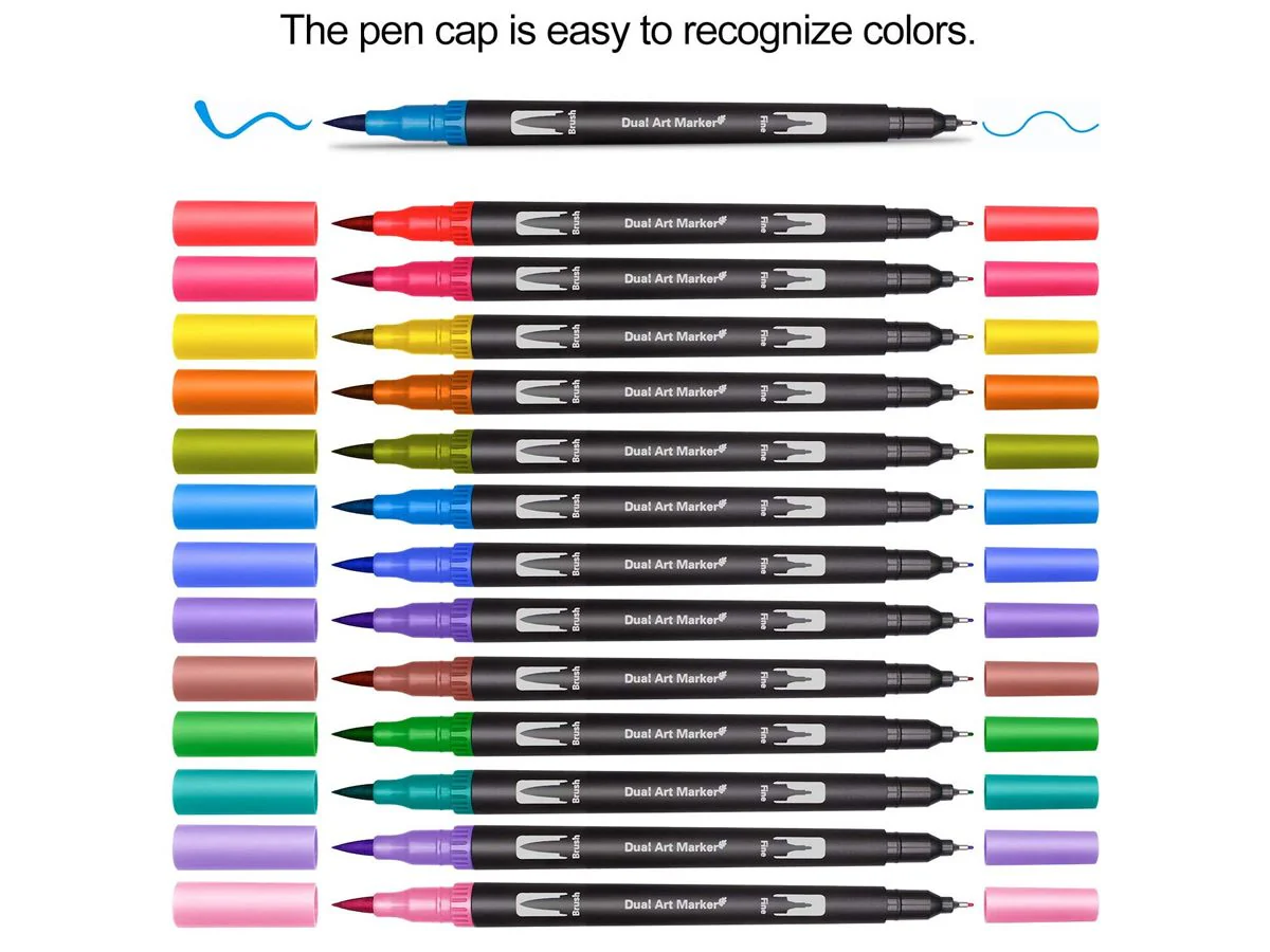60 Colour Dual Tip Watercolour Marker Pens Set - Image 9