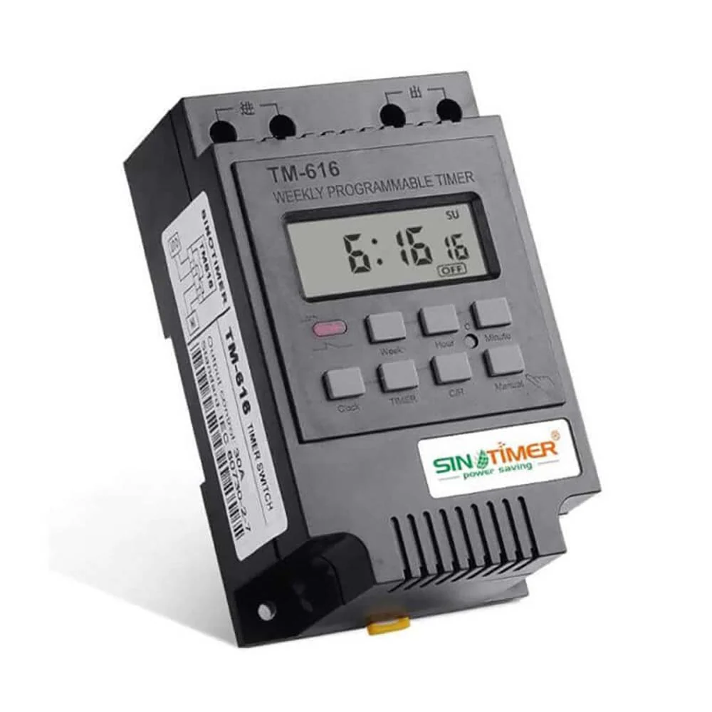 7 Day Timer, Din Rail Mount, Ac230 V 30A Output Black