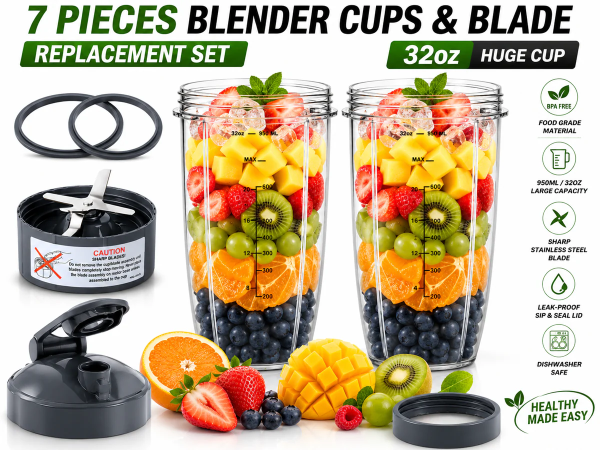 Replacement 7 PCS NutriBullet Juicer Cup Set - Image 2