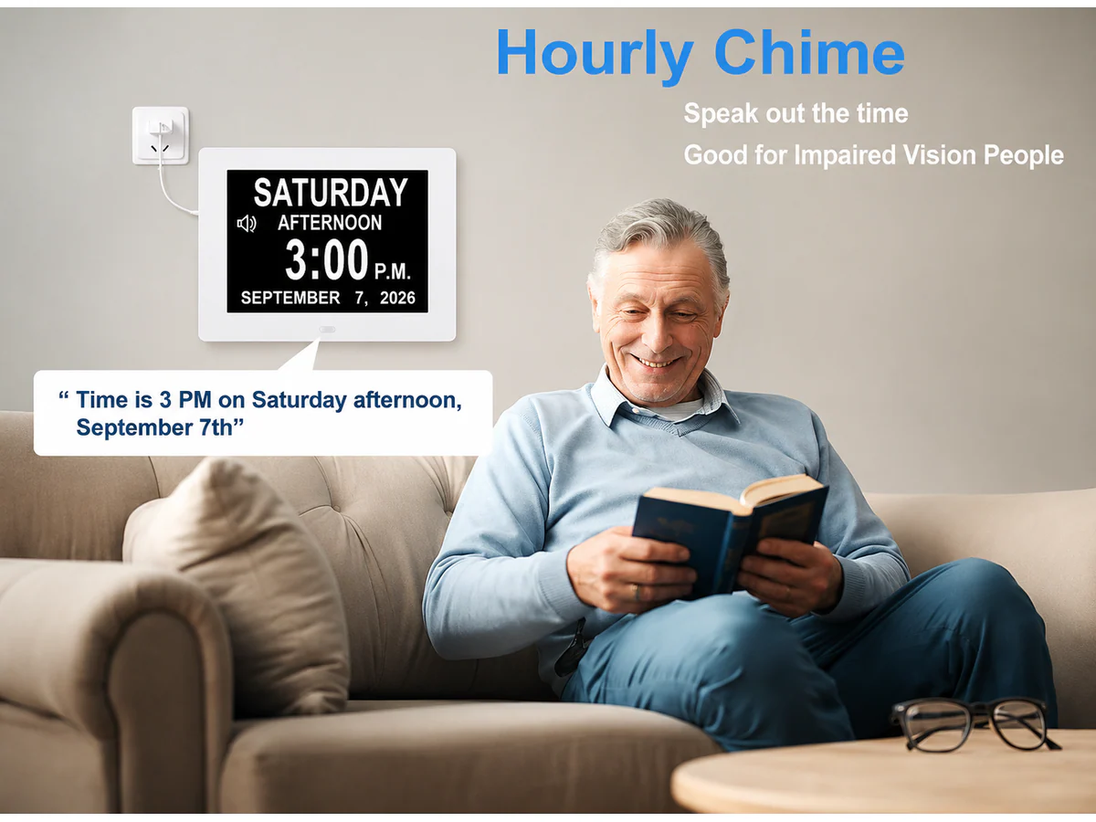 8" Dementia Calendar Clock Digital Alarm Clock - Image 4