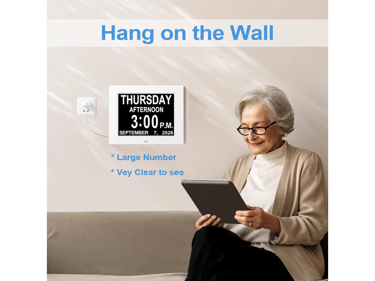8" Dementia Calendar Clock Digital Alarm Clock - Image 5
