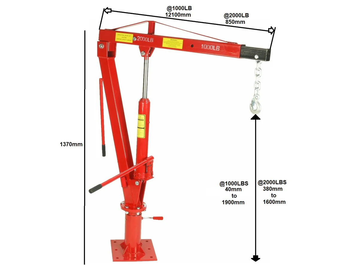 Engine Hoist Crane 900Kg Swivel Base Hydraulic Lifting Deck Hoist - Image 7