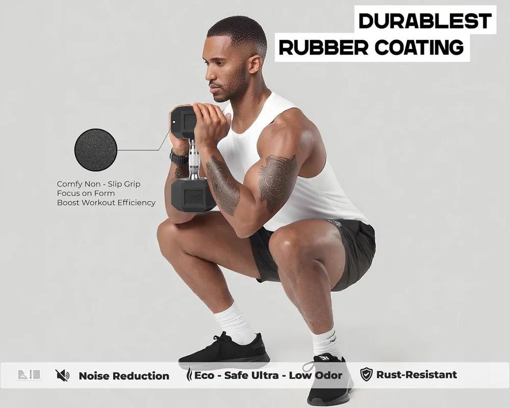 Hexagonal Dumbbell Set 9Kg Pair - Image 5