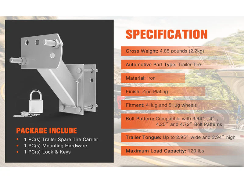 Trailer Wheel Bracket Spare Tire Carrier - Image 9