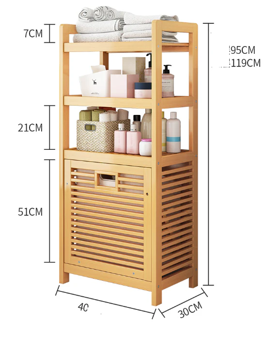 Bamboo Laundry Basket Rack with Shelf - Image 11