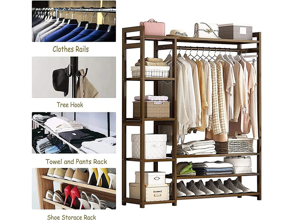Bamboo Wardrobe Clothes Rack - Image 5
