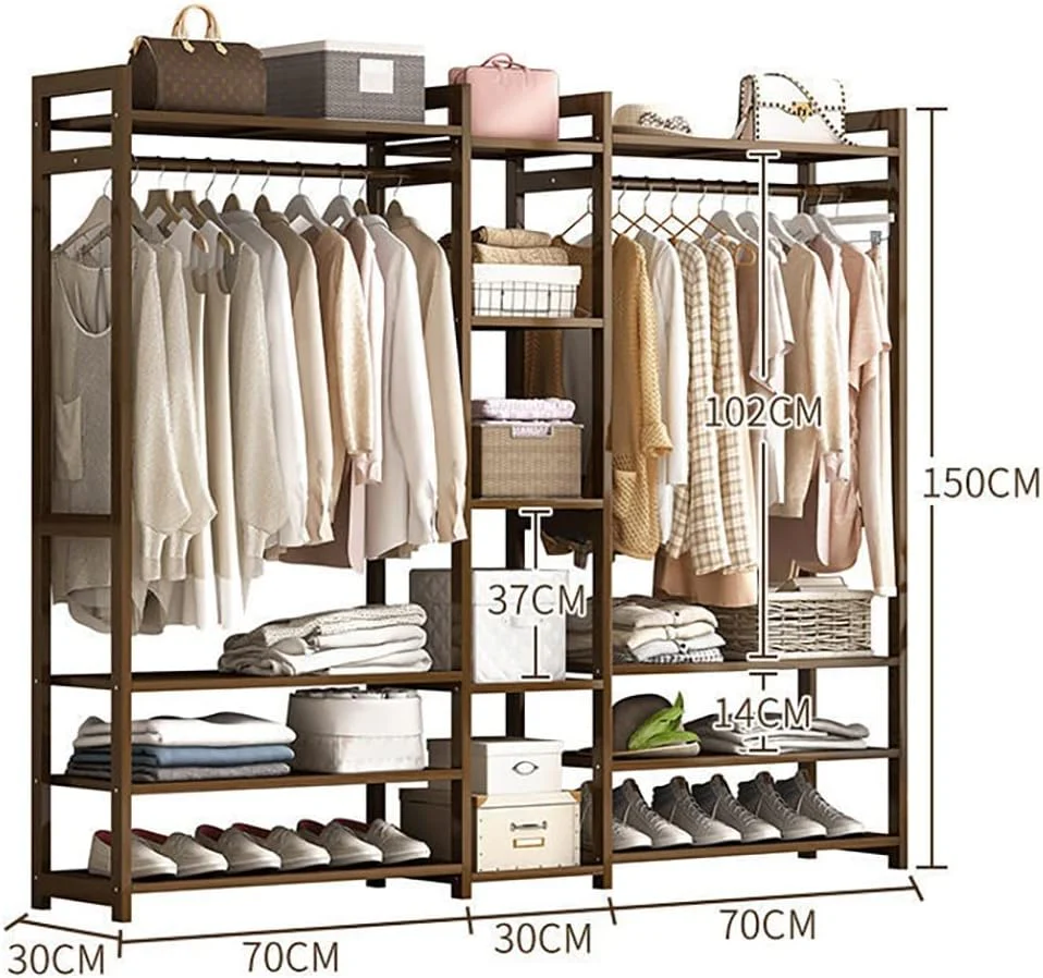 Bamboo Clothes Rack with Shelves - Image 2