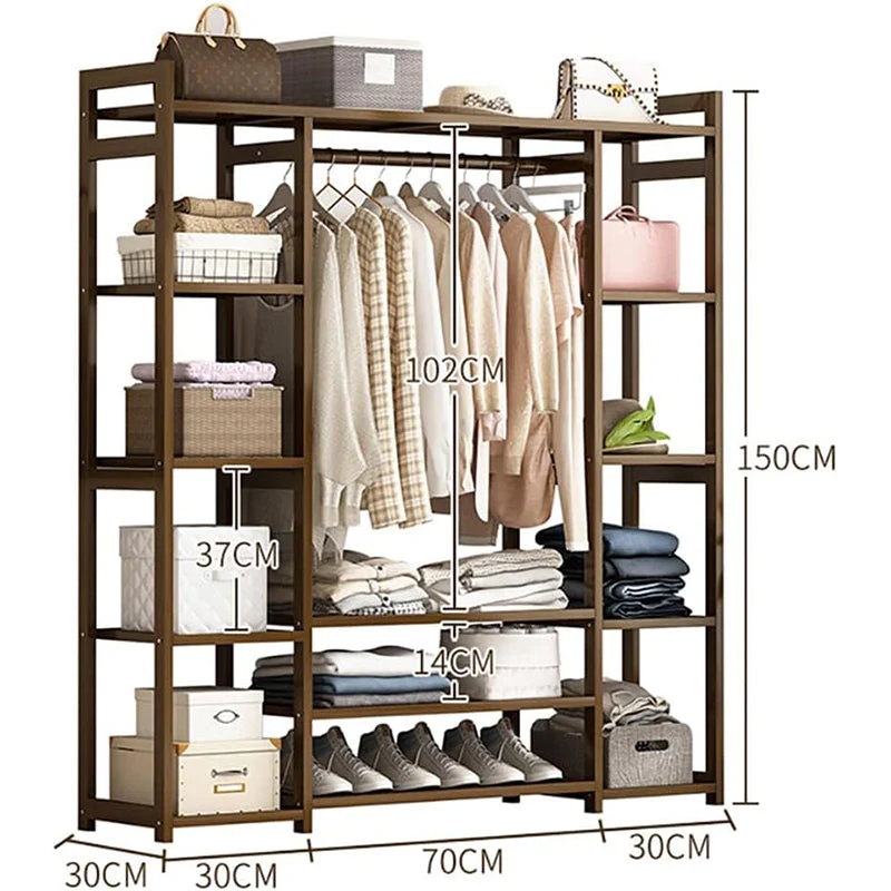 Bamboo Wardrobe Clothes Rack Wardrobe Organiser - Image 3