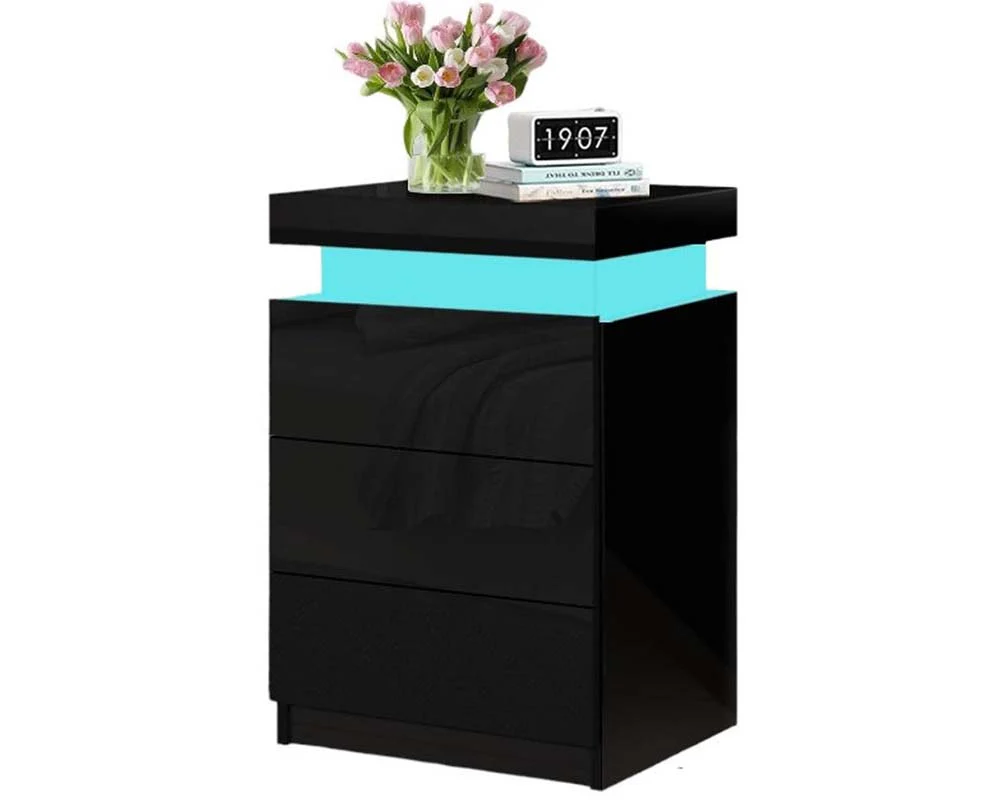 Bedside Table Drawers RGB Led Light Side Table - Image 9