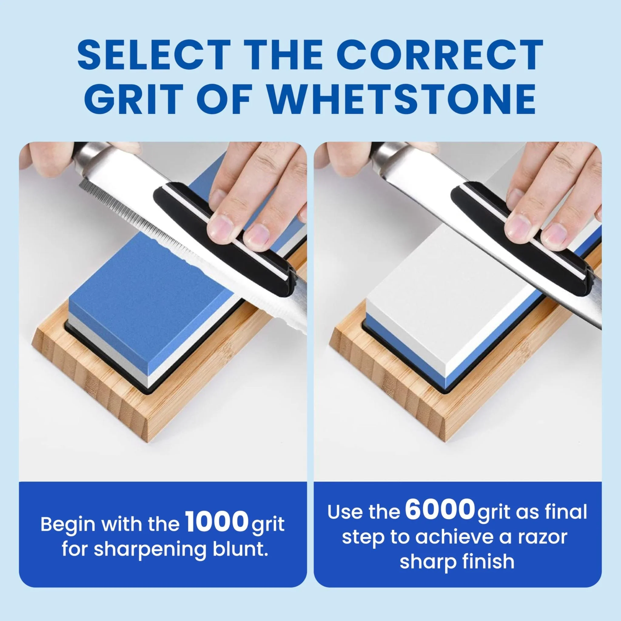 Whetstone Knife Sharpening Stone Set 400 1000 3000 8000 Grit with Bamboo Base - Image 7