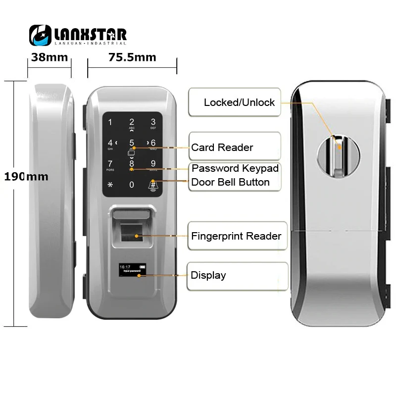 Glass Door Lock – Keyless Electric Fingerprint Intelligent Lock - Image 6