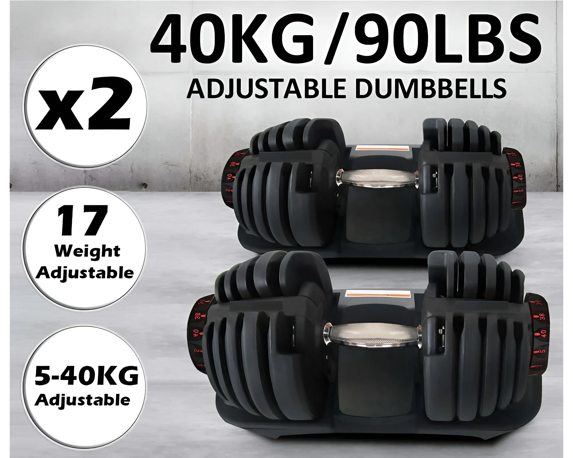 Adjustable Dumbbells 40Kg 2PCS Set - Image 2
