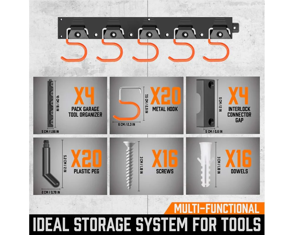 Adjustable Garden Storage System Wall Mount Tool Organiser - Image 9